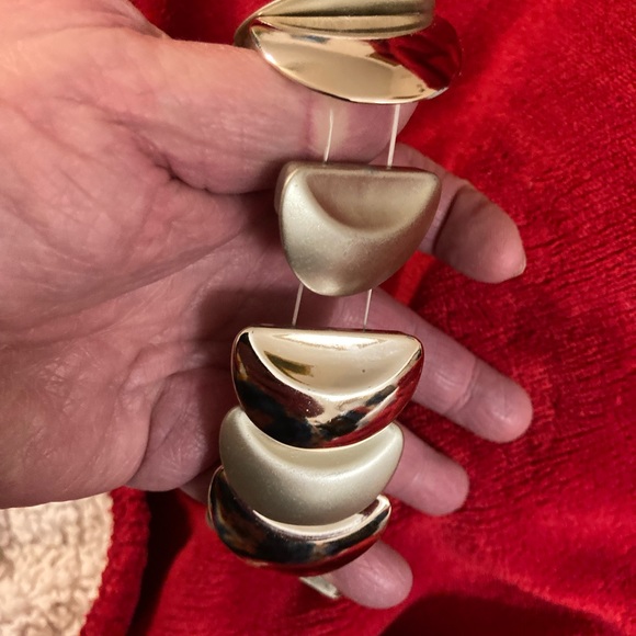 CUFF BRACELET, SHINY GOLDTONE + BRUSHED SILVERTONE - Picture 11 of 11